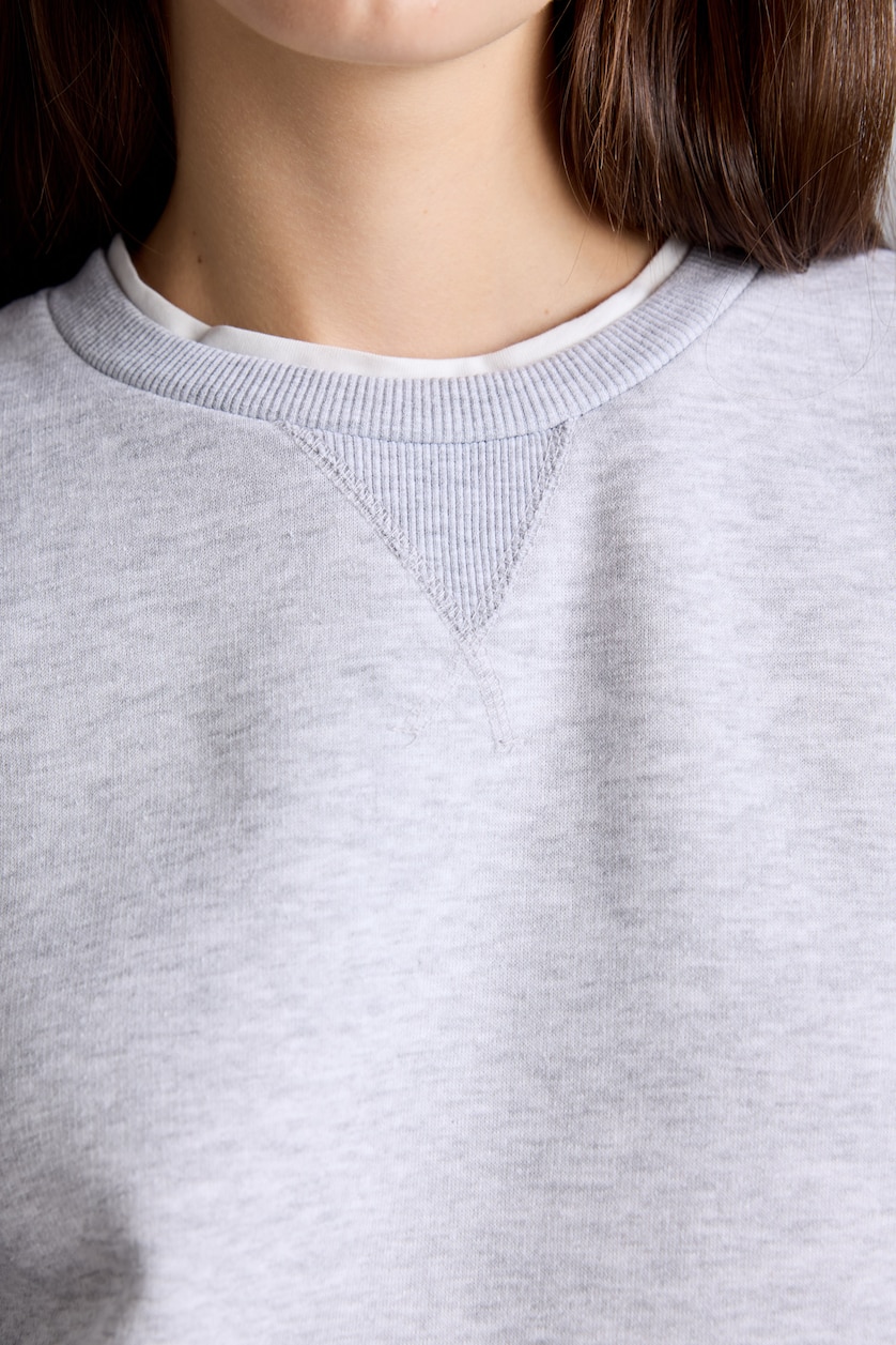 Woman Grey Melange Relax Fit Sweatshirt