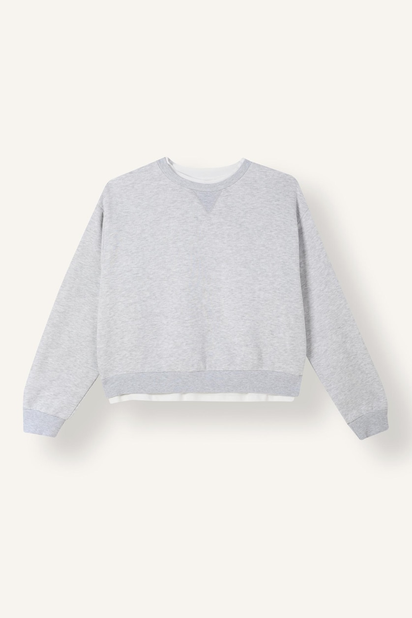 Woman Grey Melange Relax Fit Sweatshirt