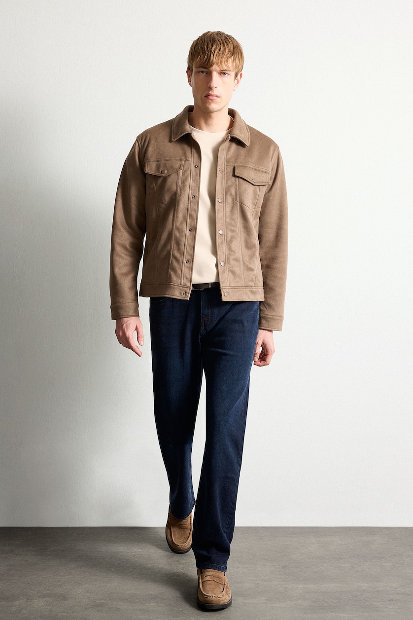 Men Brown Slim Fit Jacket
