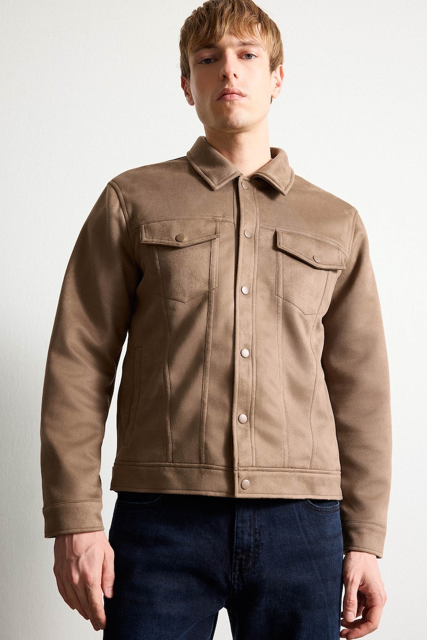 Men Brown Slim Fit Jacket