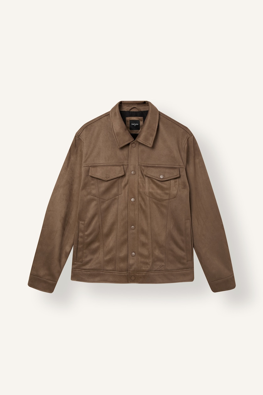 MAN Brown Slim Fit Shirt Collar Jacket