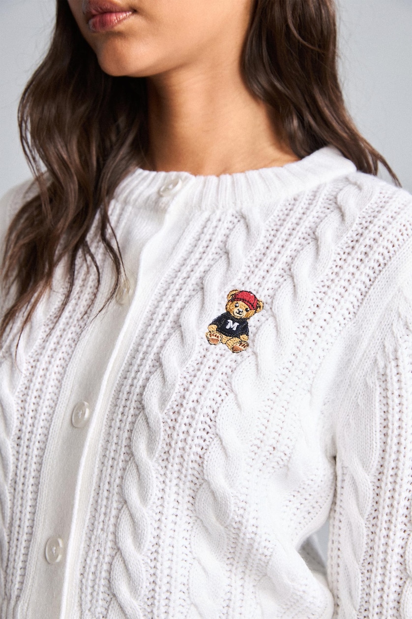 FEMME Écru Cardigan en maille à col rond Coupe régulière