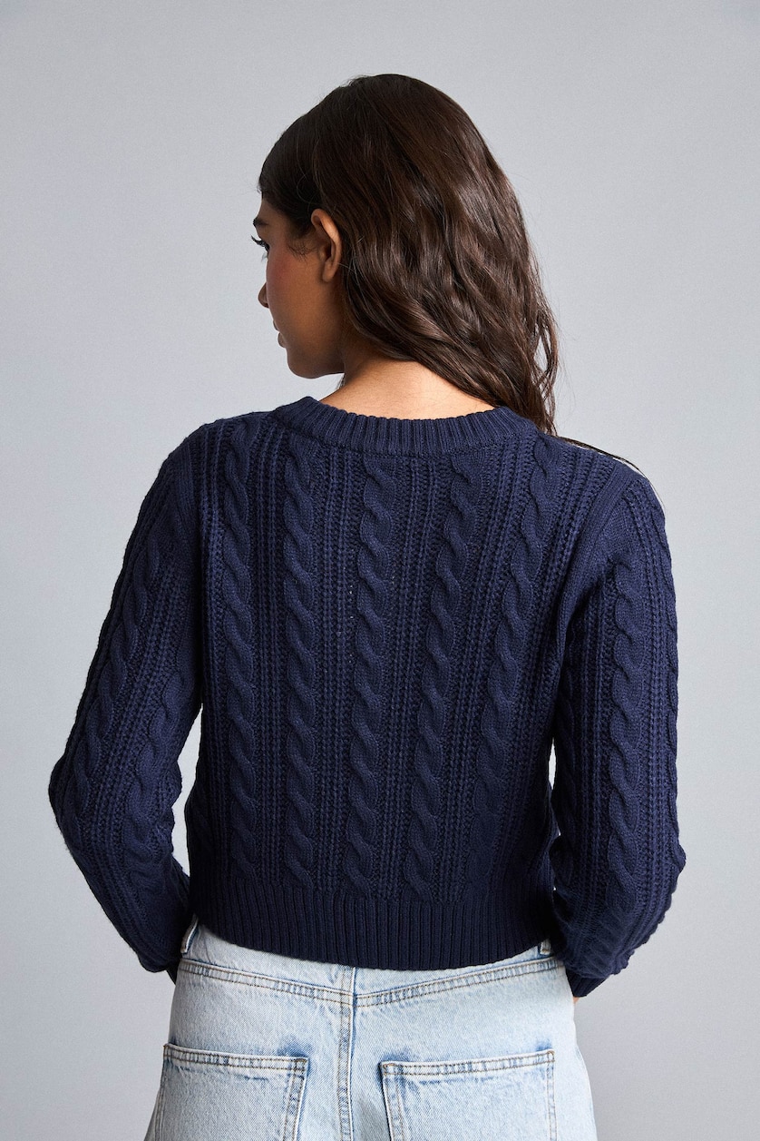 FEMME Marin Gilet en maille à col rond Coupe régulière