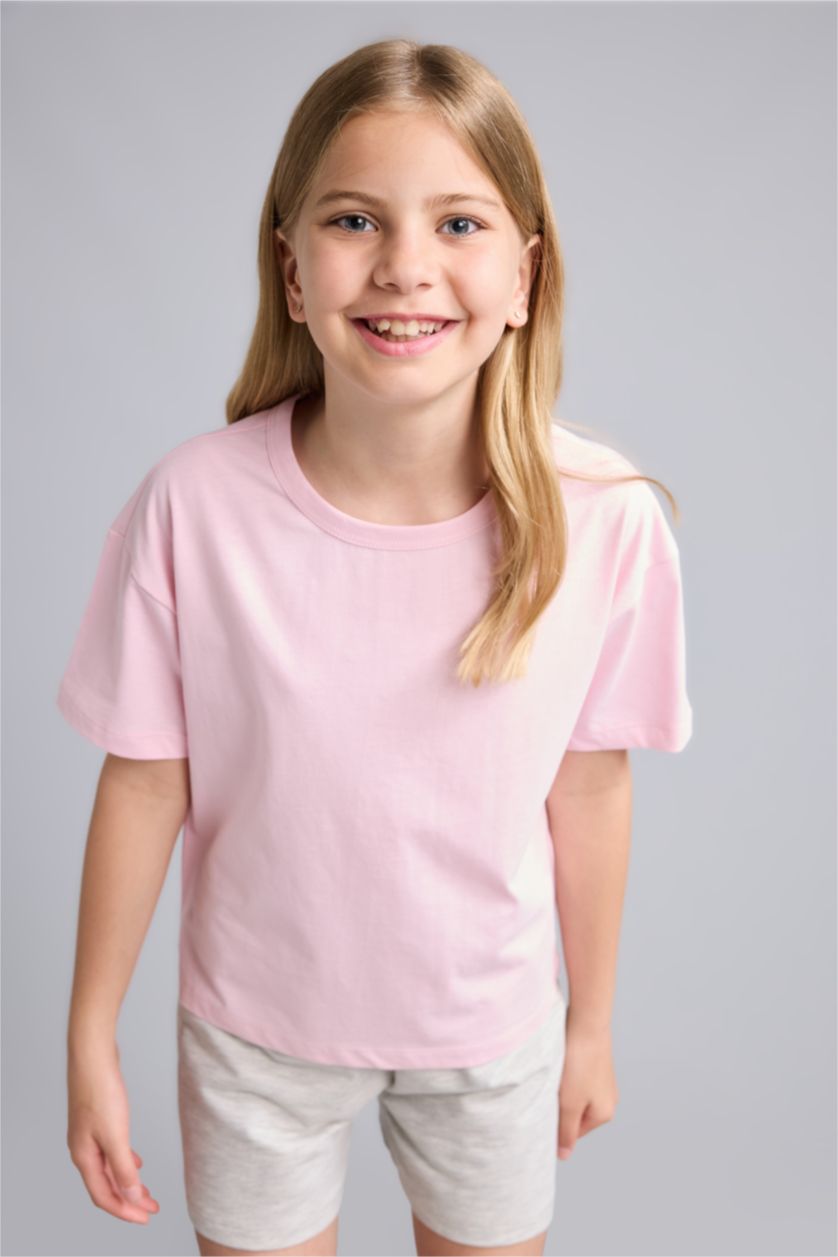 Young Girls - Teen Girls Anthracite 2 piece Printed Short Sleeve T-Shirt