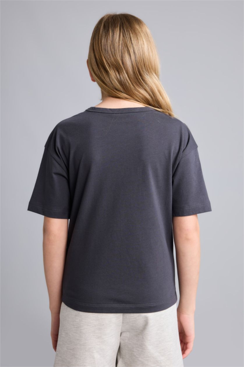 Young Girls - Teen Girls Anthracite 2 piece Printed Short Sleeve T-Shirt