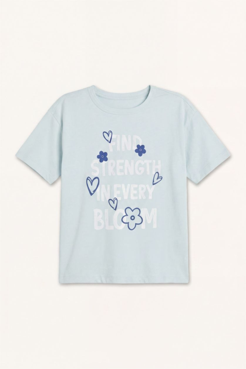 Young Girls - Teen Girls Light Blue 2 piece Printed Short Sleeve T-Shirt