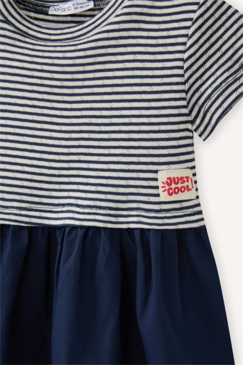 Kız Bebek Lacivert Çizgili Elbise Kız Bebek