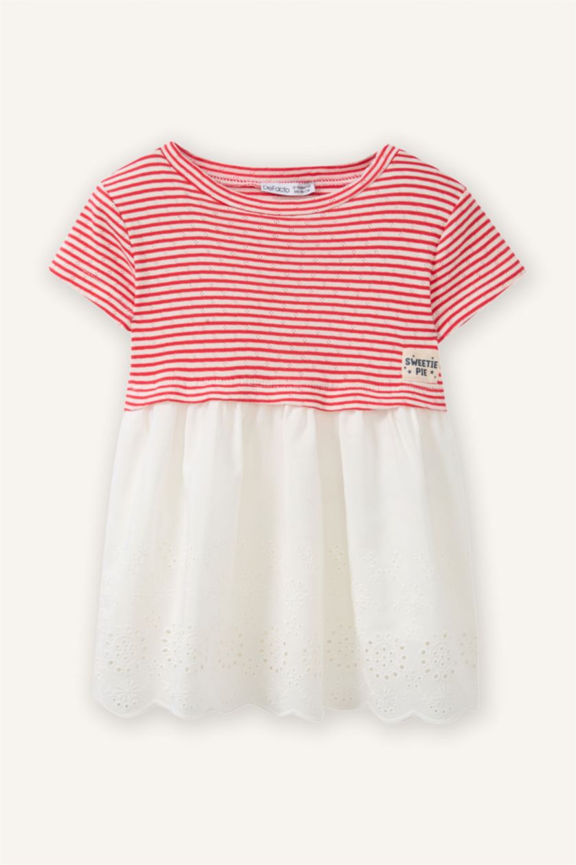 Kız Bebek Kırmızı Çizgili Elbise Kız Bebek
