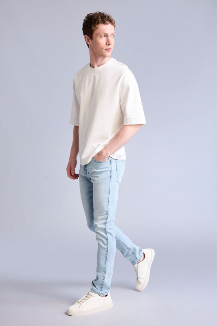MAN Light Blue Pedro Slim Fit Trousers
