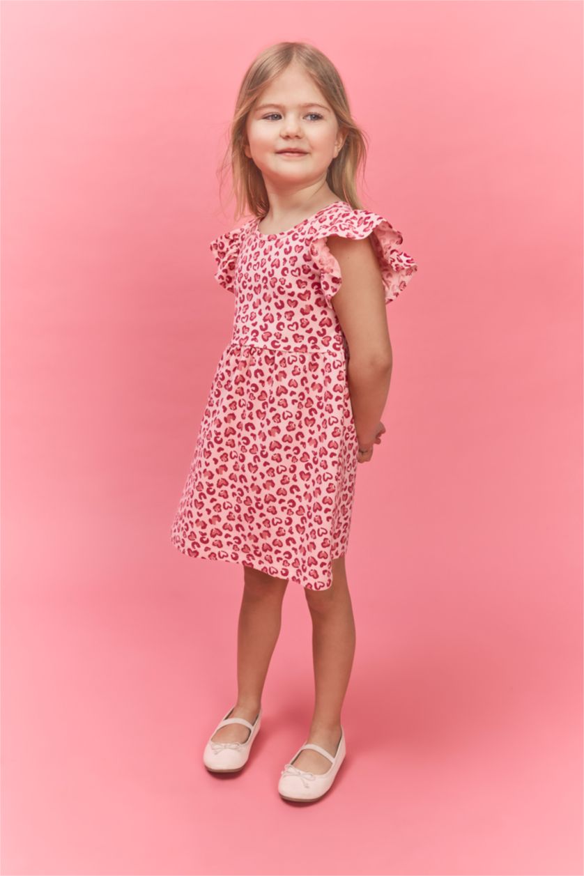 Baby Girl Light Pink Printed Strappy Knitted Dress