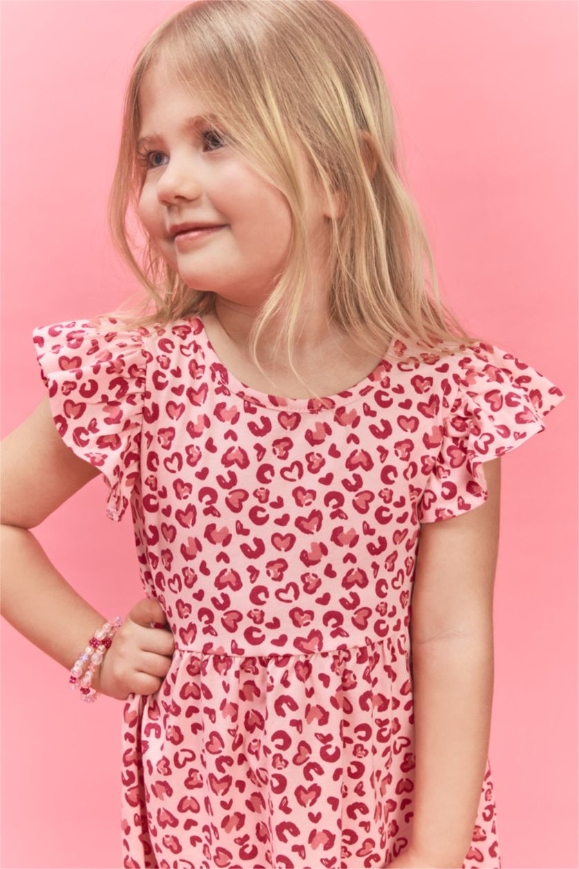 Baby Girl Light Pink Printed Strappy Knitted Dress