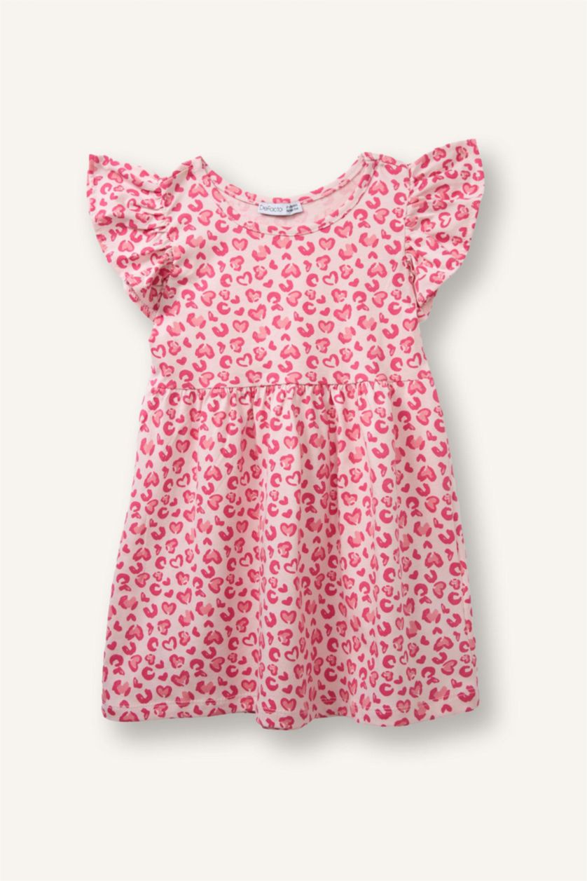 Baby Girl Light Pink Printed Strappy Knitted Dress