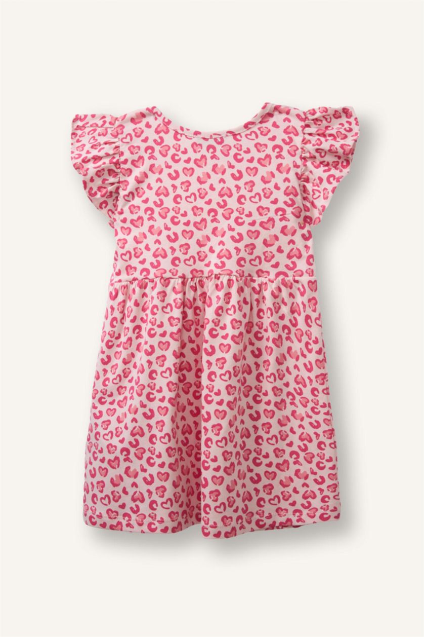 Baby Girl Light Pink Printed Strappy Knitted Dress