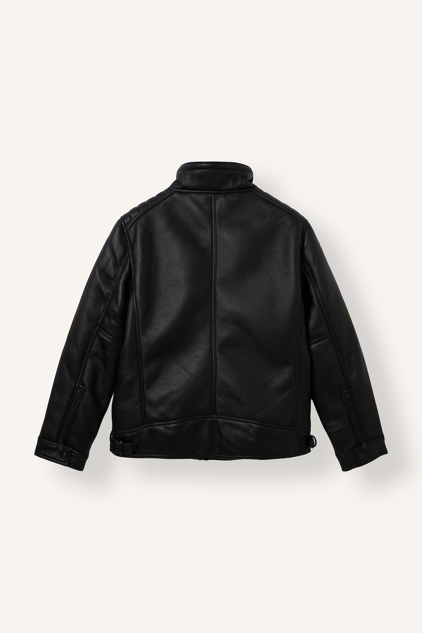 Erkek Siyah Regular Fit Suni Deri Mont
