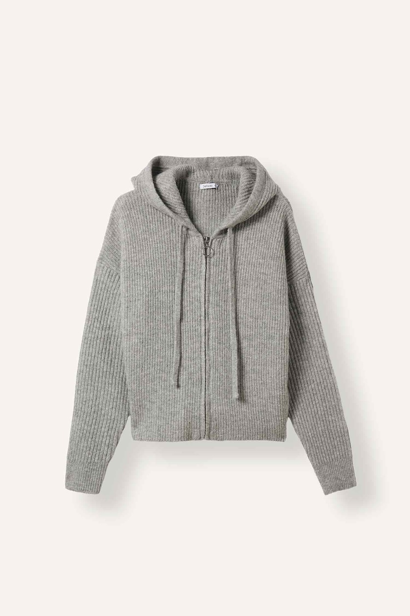 Әйелдерге Ашық Сұр Меланж Regular Fit кардиган