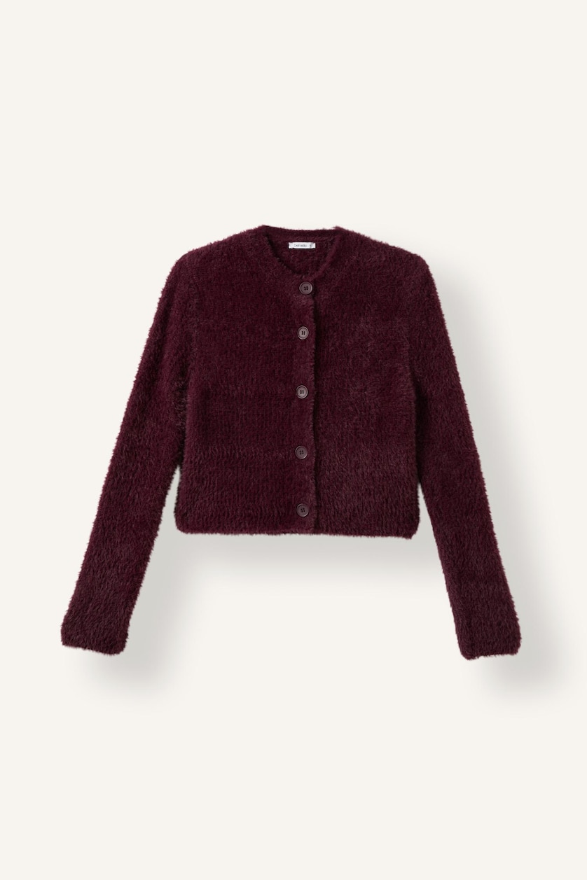 Women Bordeaux Regular Fit Knitwear Cardigan