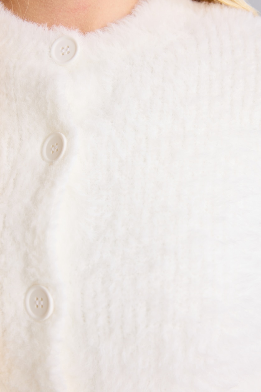 Women Ecru Regular Fit Knitwear Cardigan