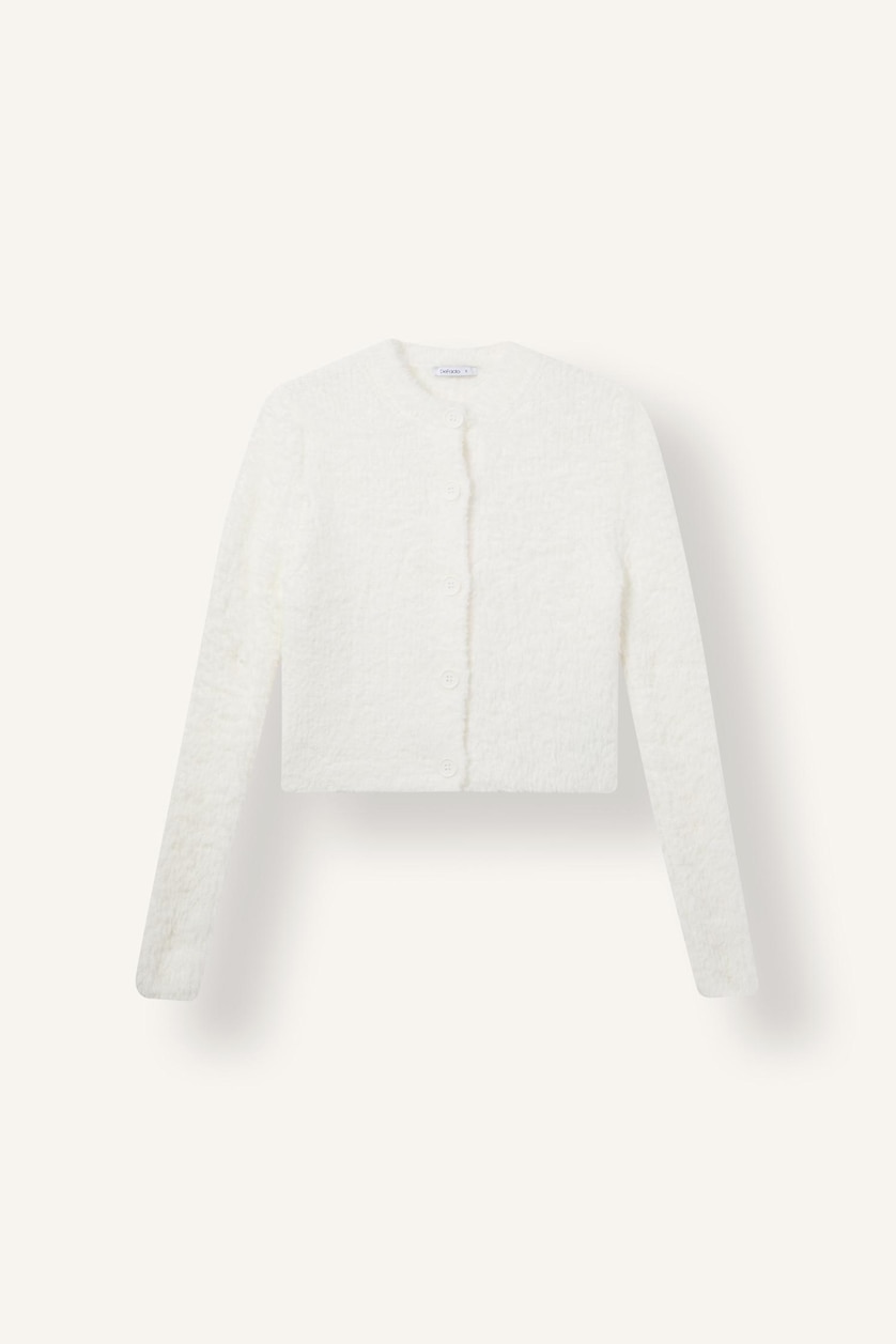 Women Ecru Regular Fit Knitwear Cardigan