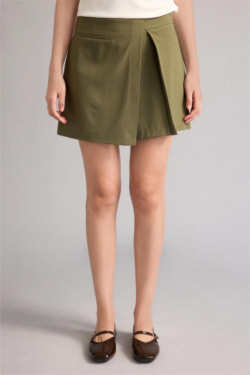 Women Khaki Normal Waist Straight Leg Shorts