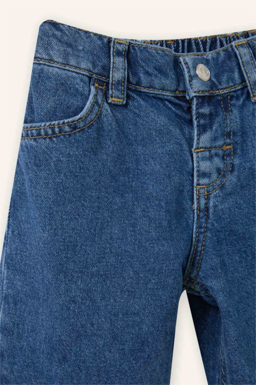 طفلة صغيرة أزرق غامق بنطرون بناتي قطن وايد ليج برجل واسع