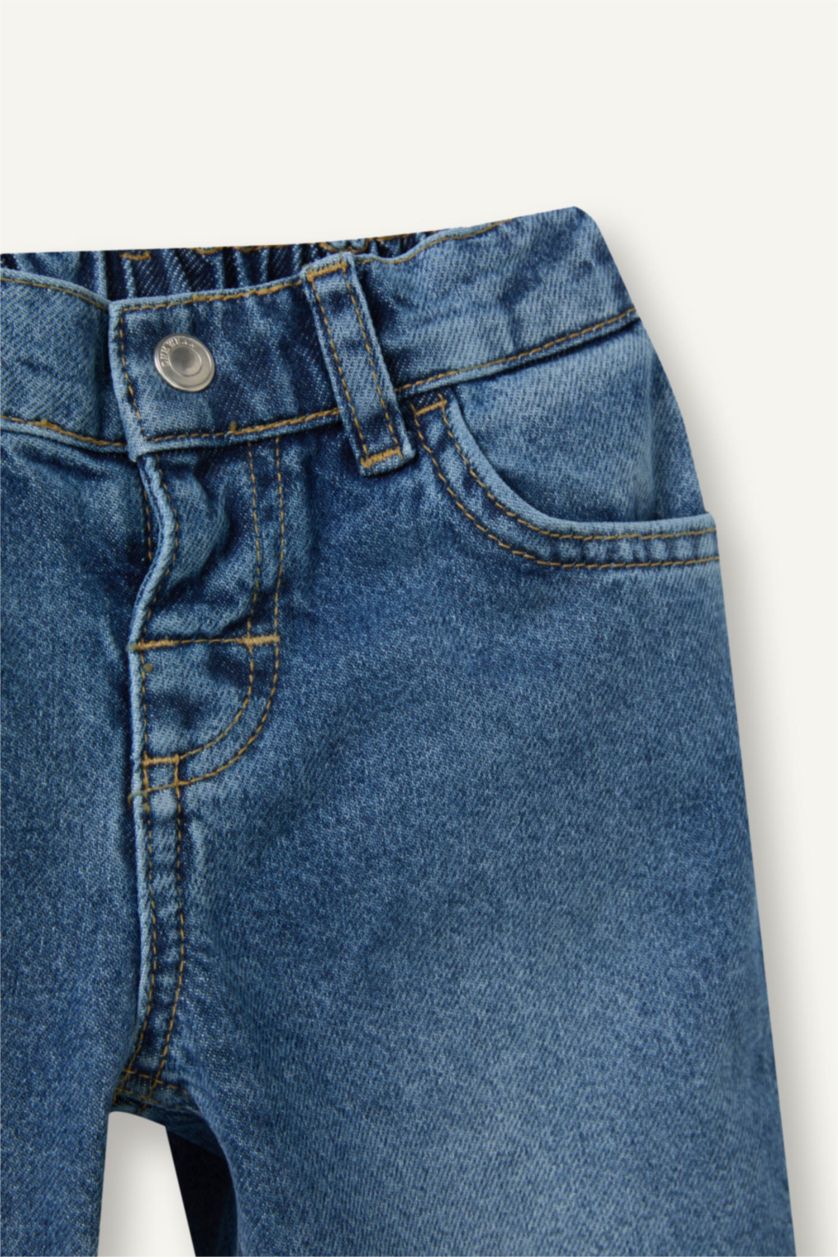 BABY GIRL Light Blue Baby Girl 100% Cotton Wide Leg Cotton Trousers