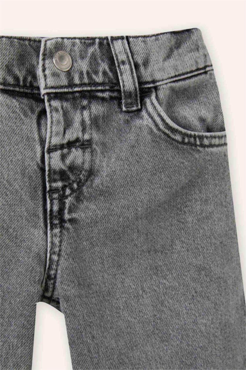 Baby Girl Grey Wide Leg Cotton Trousers