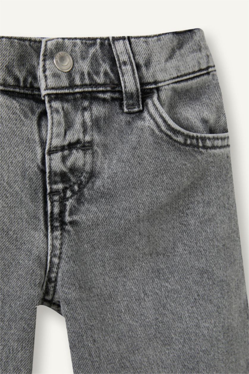 BABY GIRL Grey Baby Girl 100% Cotton Wide Leg Cotton Trousers