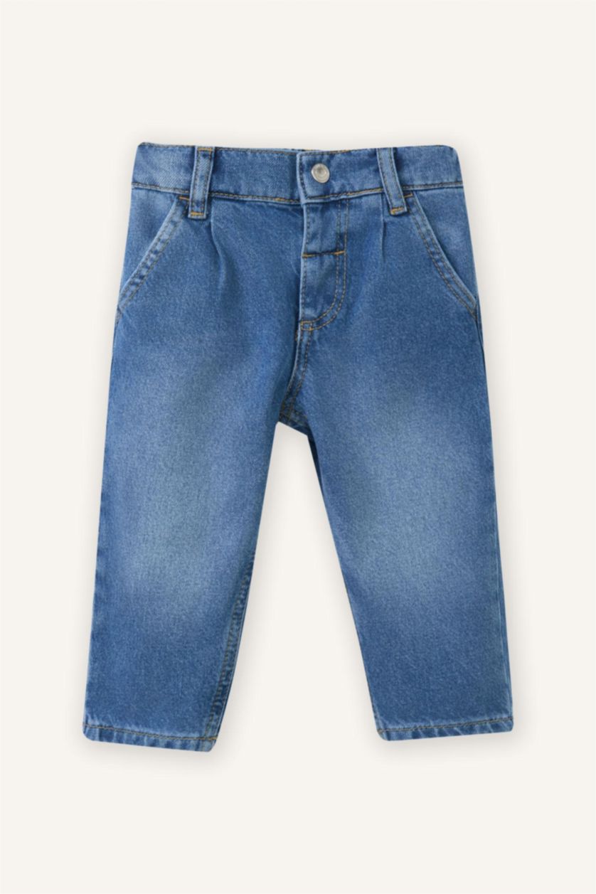 Baby Girl Blue Baggy Fit Cotton Trousers