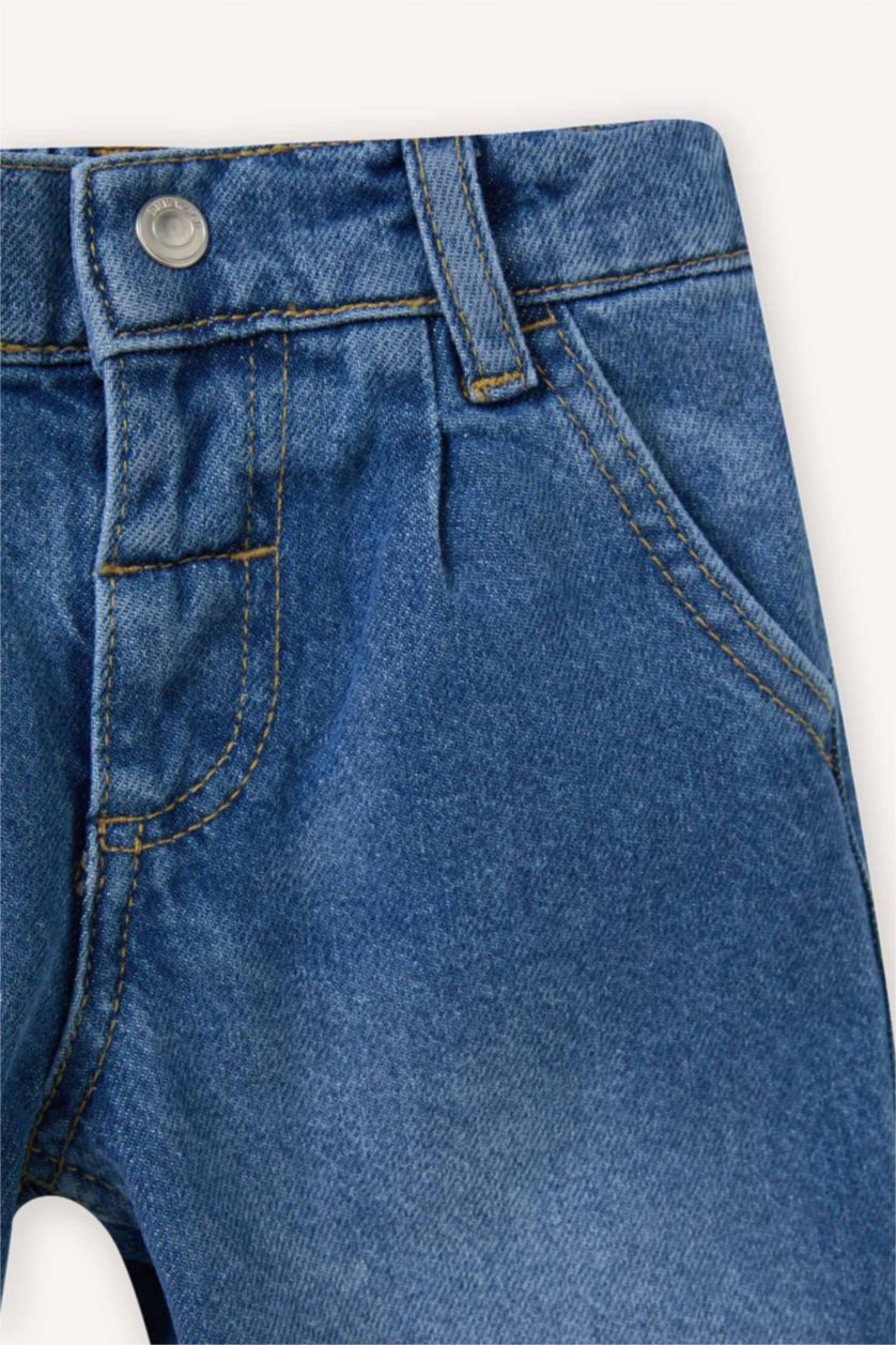 Baby Girl Blue Baggy Fit Cotton Trousers