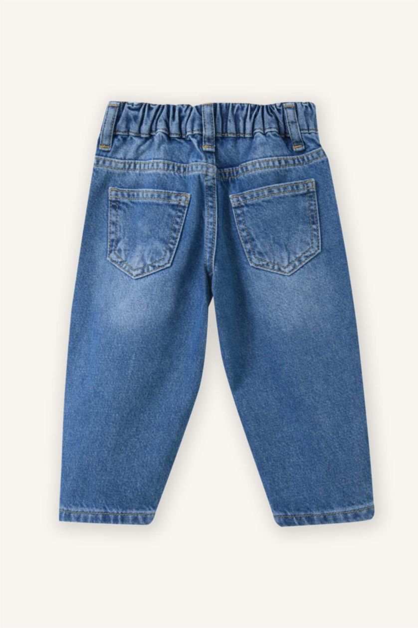 Baby Girl Blue Baggy Fit Cotton Trousers