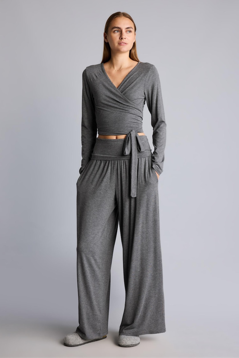 Women Grey Melange Regular Fit Fall in Love