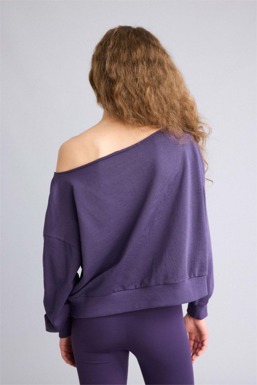WOMAN Purple Thick Fabric Sweatshirt