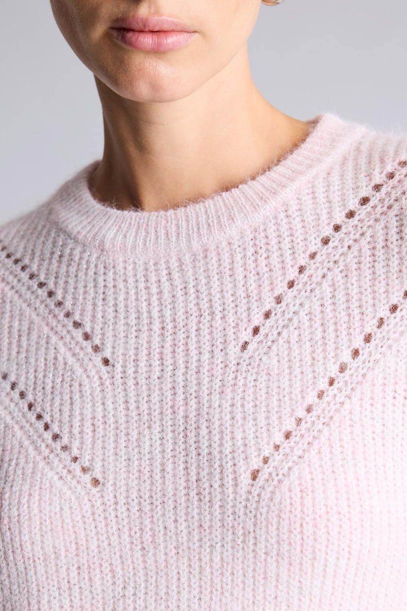 نساء زهري Relaxed Fit Wool Blend Crew Neck Knitted Pullover