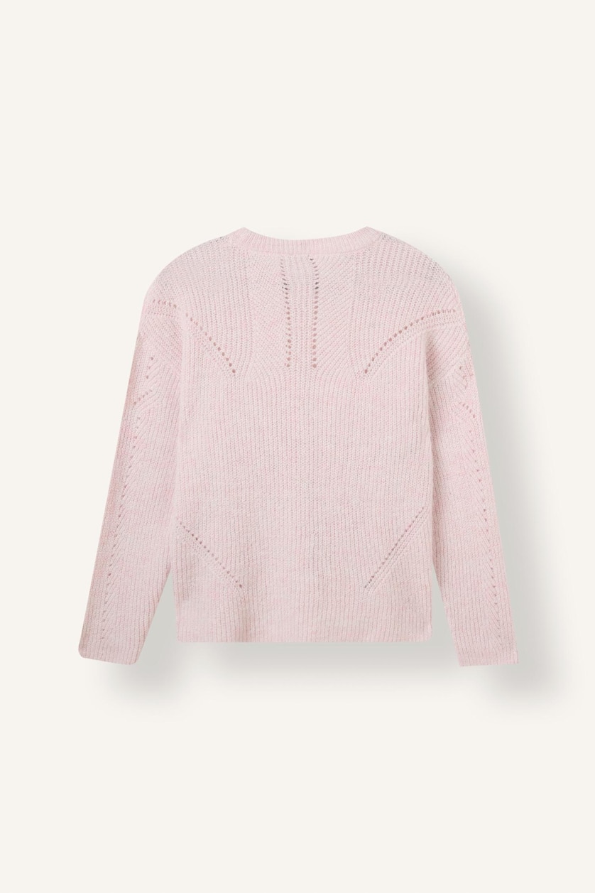 نساء زهري Relaxed Fit Wool Blend Crew Neck Knitted Pullover