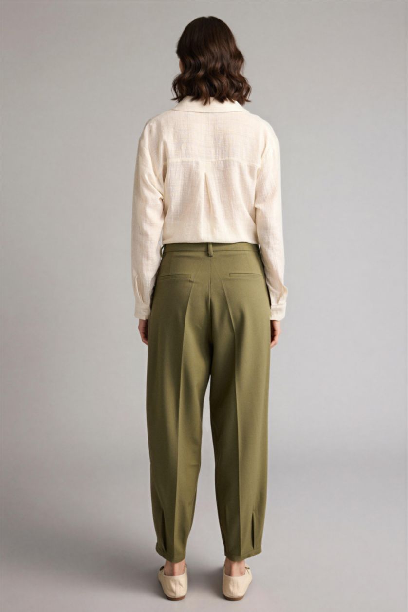 WOMAN Khaki Balloon Fit Normal Waist Straight Leg Pants