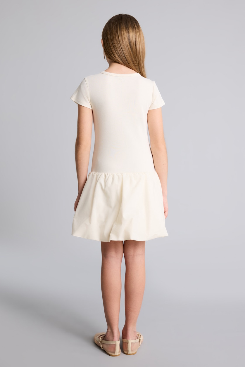 Girls & Teens Ecru Girl Half Sleeve Dress