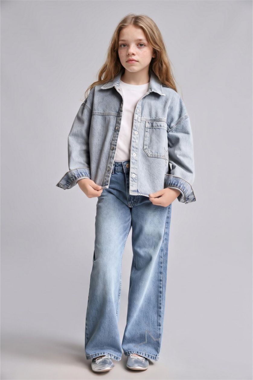Young Girls - Teen Girls Light Green Denim Jacket