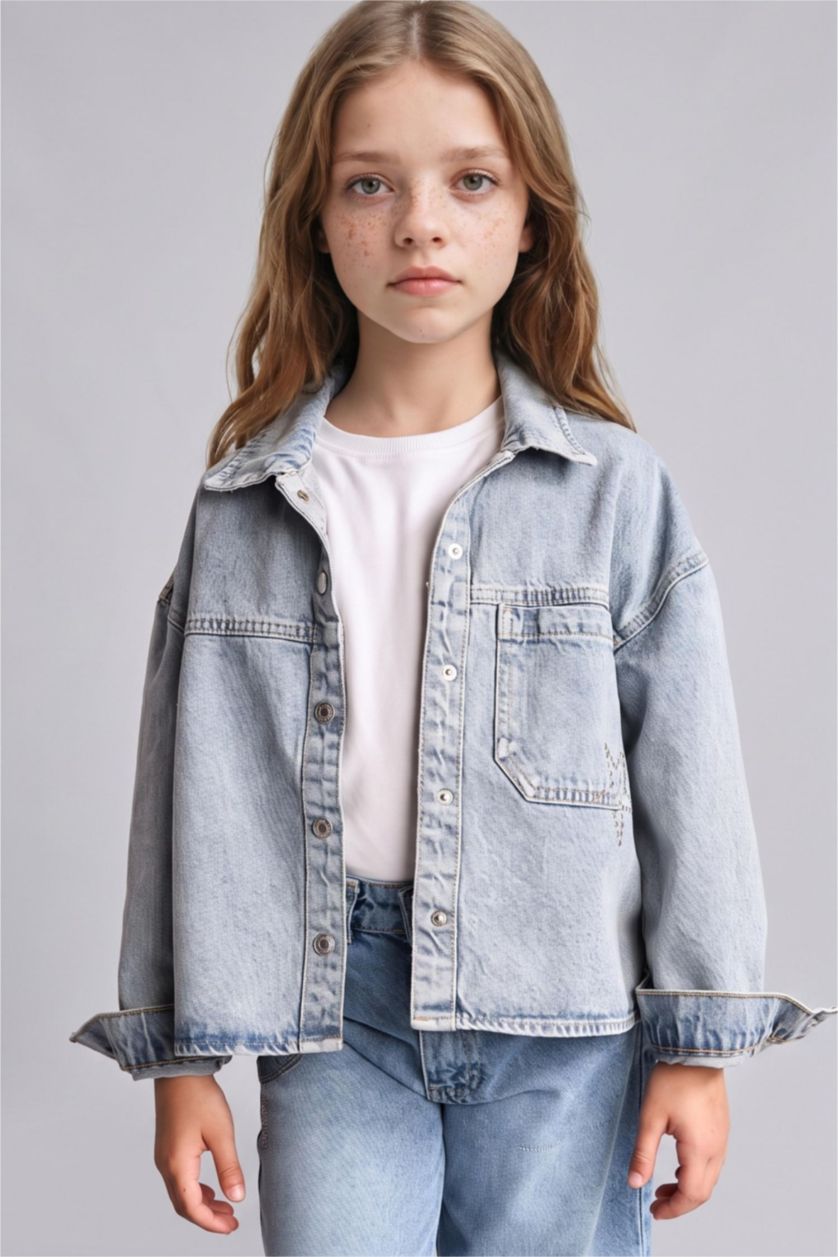 Young Girls - Teen Girls Light Green Denim Jacket