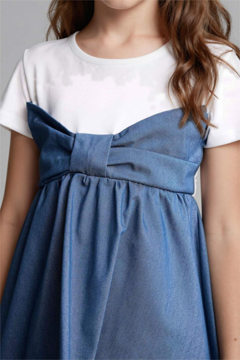 GIRLS & TEENS Indigo Regular Fit 3/4 Sleeve Woven Dress