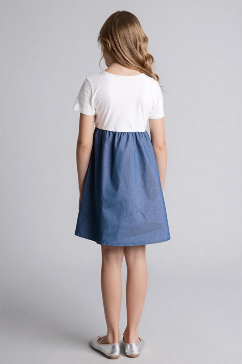 GIRLS & TEENS Indigo Regular Fit 3/4 Sleeve Woven Dress