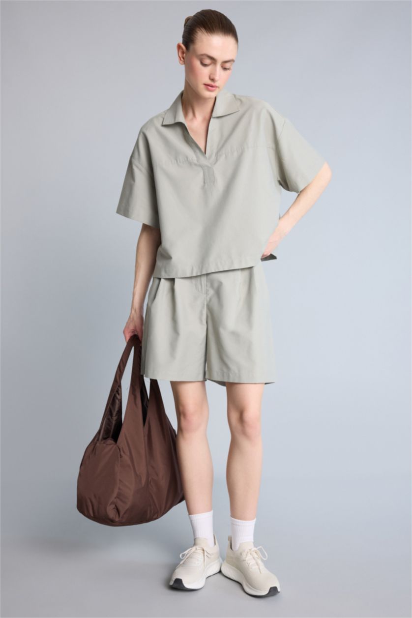 Women Light Khaki Standard Fit Linen
