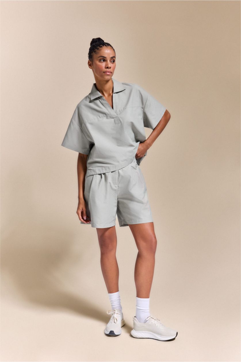 WOMAN Light Khaki Standard Fit Linen Shorts