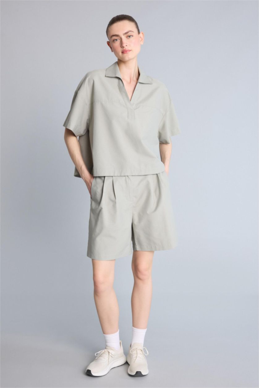 Women Light Khaki Standard Fit Linen