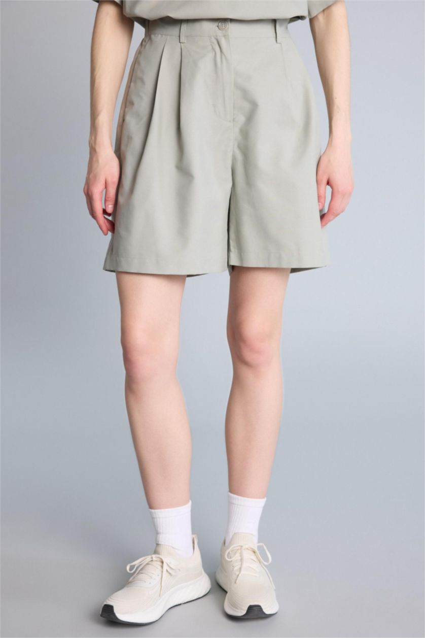 WOMAN Light Khaki Standard Fit Linen Shorts