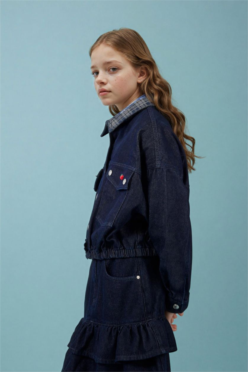 Kız Çocuk - Genç Kız Mavi Denim Ceket Kız Çocuk