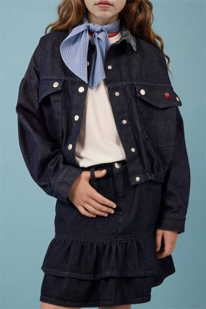 Kız Çocuk - Genç Kız Mavi Denim Ceket Kız Çocuk