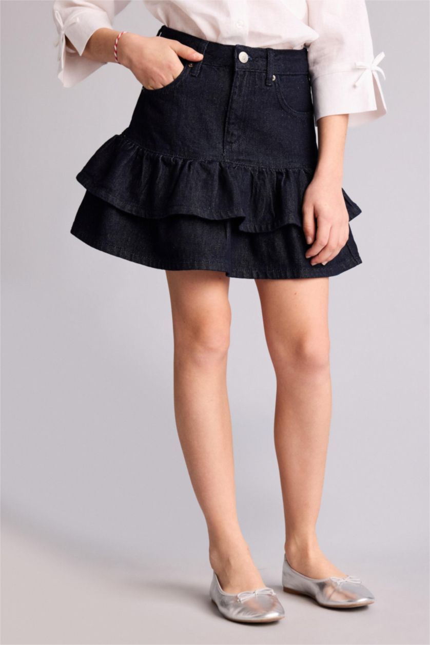 Kız Çocuk - Genç Kız Mavi Jean Etek Kız Çocuk