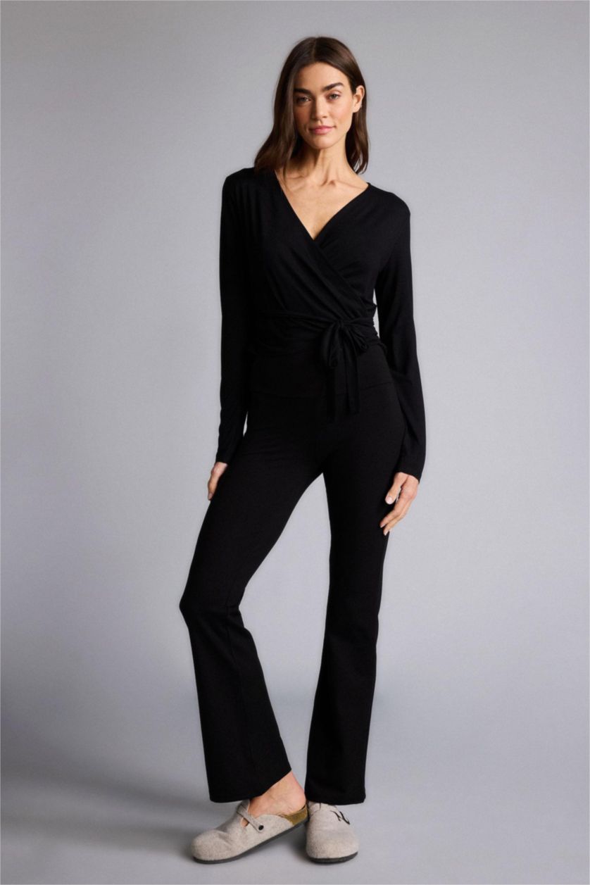 Kadın Siyah Regular Fıt Uzun Kollu Üst