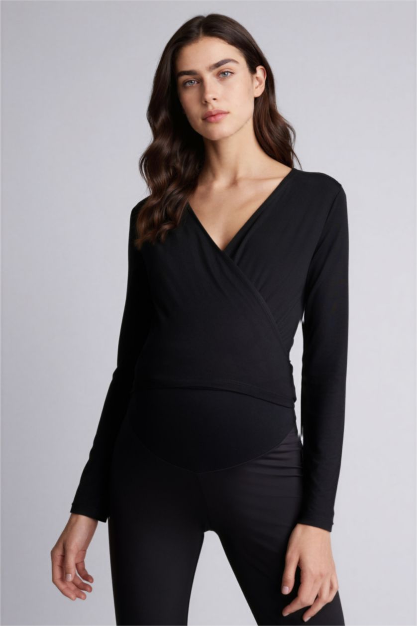 نساء أسود بلوزة قصة عادية