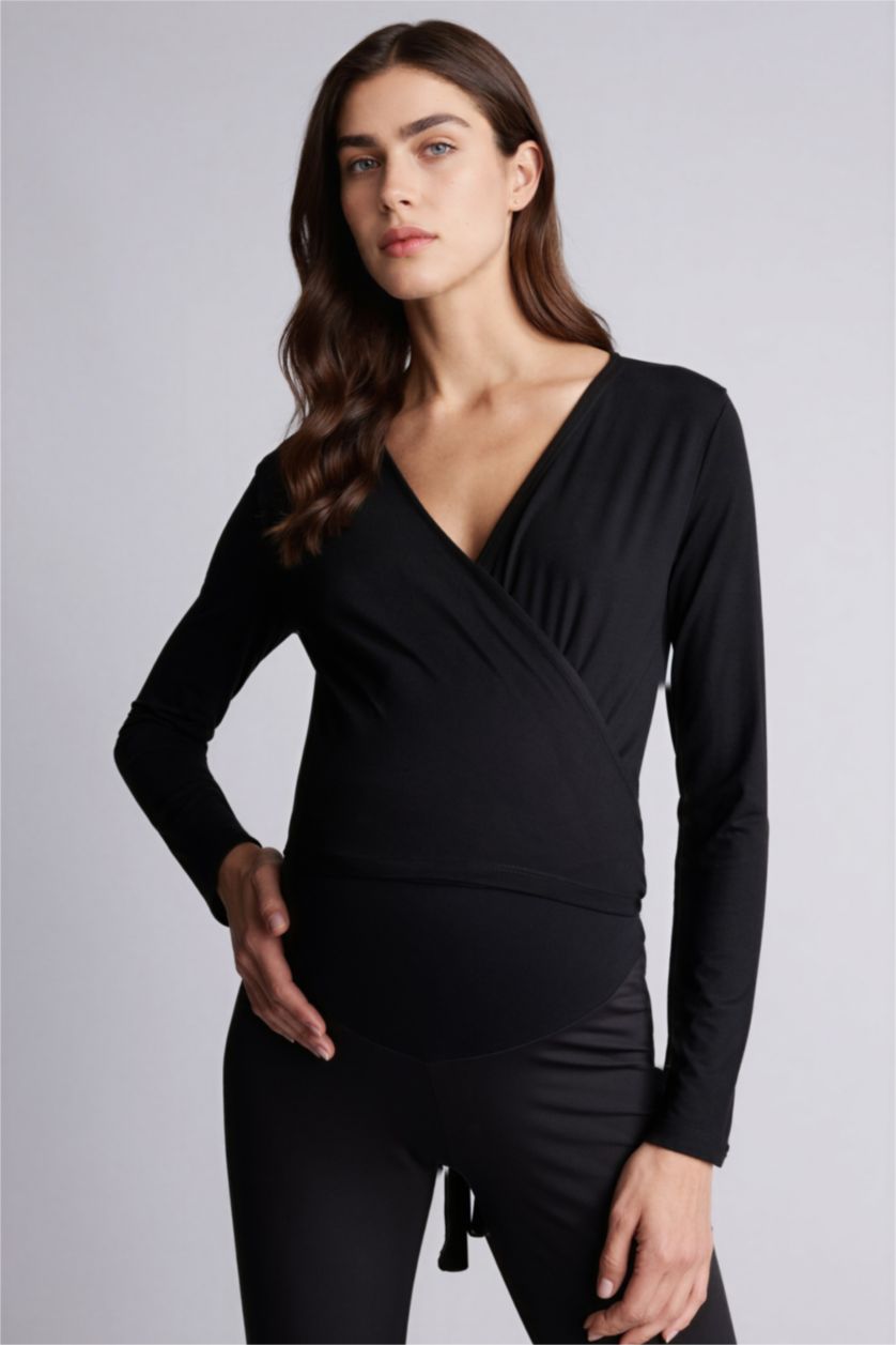 نساء أسود بلوزة قصة عادية